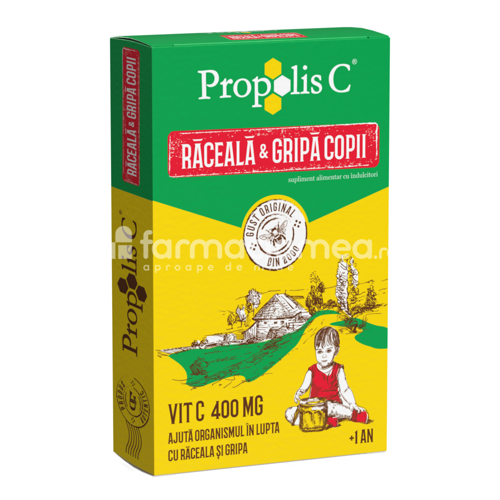 Gripă și răceală copii - Propolis C Raceala si Gripa Copii, cutie cu 8 plicuri, farmaciamea.ro