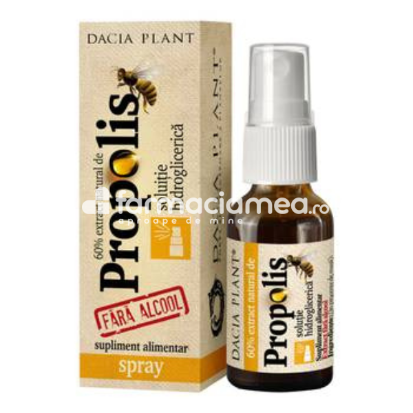 Sănătatea aparatului respirator - Spray cu extract natural de propolis fara alcool, 20 ml, Dacia Plant, farmaciamea.ro