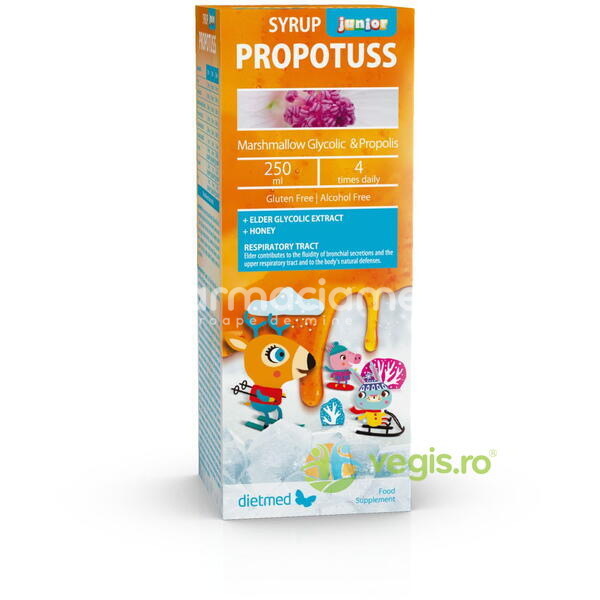 Tuse - Propotuss infantil sirop nalba mare si propolis, 250ml, DietMed, farmaciamea.ro