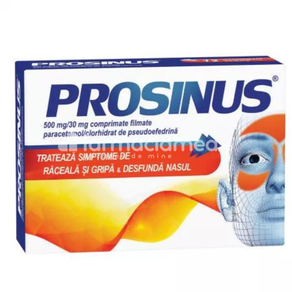 Răceală și gripă OTC - Prosinus, 500 mg/30 mg, 20 comprimate filmate, Fiterman, farmaciamea.ro