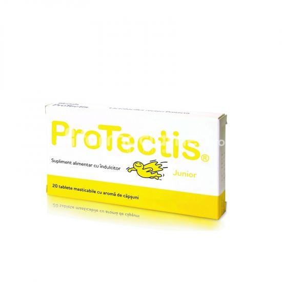 Suplimente alimentare copii - Protectis Junior cu aroma de capsuni, 20 tablete masticabile, BioGaia, farmaciamea.ro