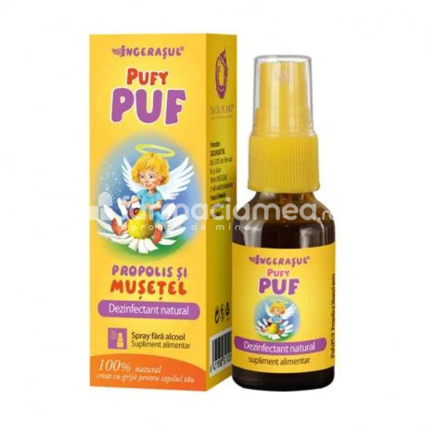 Imunitate copii - Pufypuf propolis si musetel fara alcool spray, 20ml, Dacia Plant, farmaciamea.ro