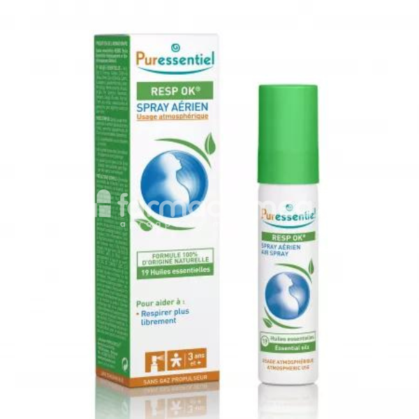 Sănătatea aparatului respirator - Spray Aerian Resp Ok pentru Calmarea Cailor Nazale cu 19 Uleiuri Esentiale, 20ml Puressentiel, farmaciamea.ro