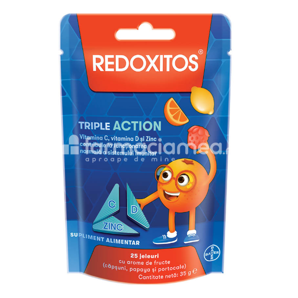 Vitamine și minerale copii - Redoxitos Triple Action Jeleuri pentru imunitatea, 25 jeleuri Bayer, farmaciamea.ro