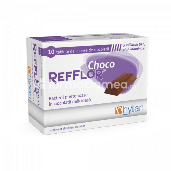 Probiotice - Refflor Choco, 10 tablete, Hyllan, farmaciamea.ro