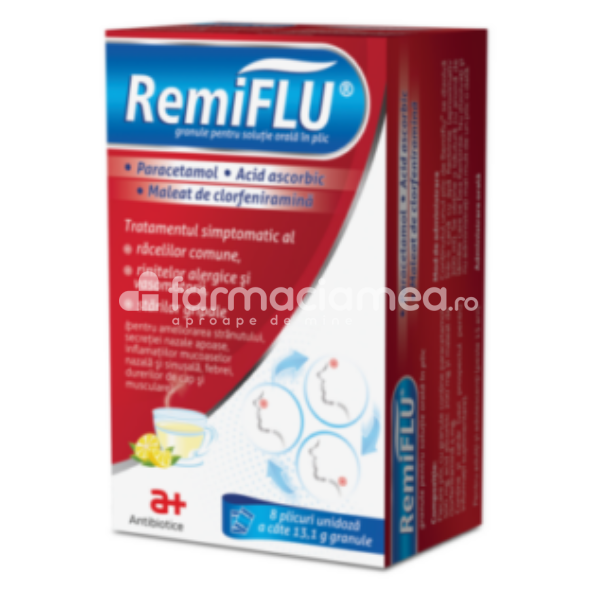 Răceală și gripă OTC - Remiflu granule pentru solutie orala, 8 plicuri Antibiotice, farmaciamea.ro