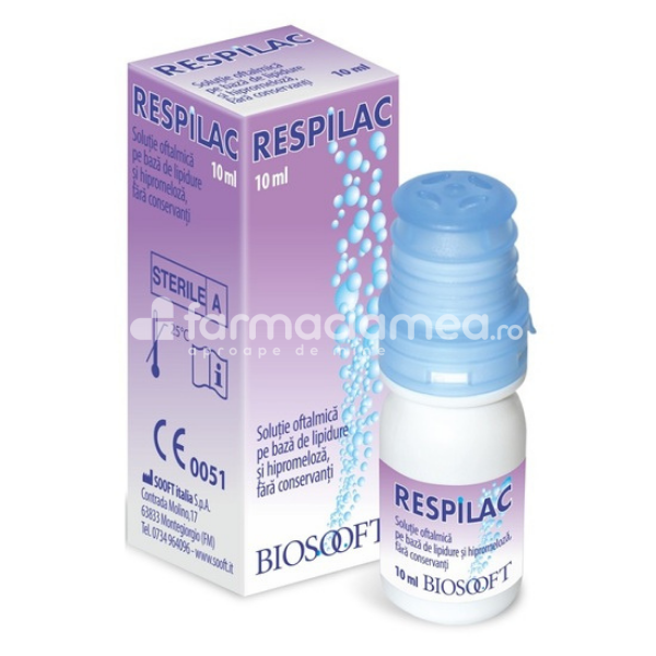 Produse oftalmologice - Respilac free, hidrateaza si lubrifiaza, 10ml, Biosooft, farmaciamea.ro