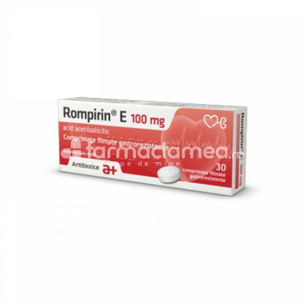 Afecțiuni cardiace OTC - Rompirin E 100 mg 30 comprimate gastrorezistente, Antibiotice, farmaciamea.ro