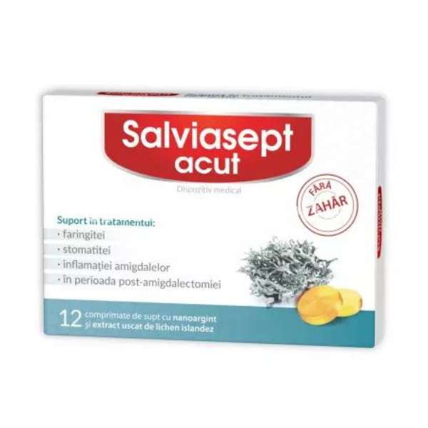 Sănătatea aparatului respirator - Salviasept acut, 12 comprimate, Zdrovit, farmaciamea.ro
