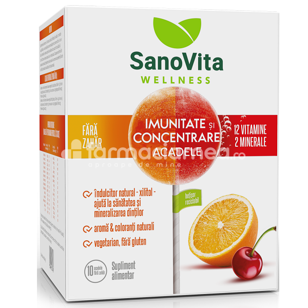 Suplimente alimentare copii - SANOVITA Wellness imunitate concentrare acadele x 10buc, farmaciamea.ro