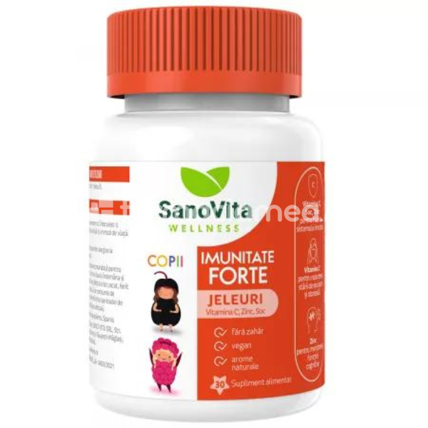 Imunitate copii - Jeleuri cu vitamine pentru copii Imunitate Forte, 30 bucati, Sanovita Wellness, farmaciamea.ro