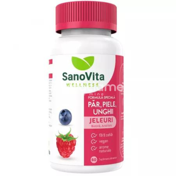 Minerale și vitamine - Jeleuri cu vitamine Par Piele Unghii, 60 bucati, Sanovita Wellness, farmaciamea.ro