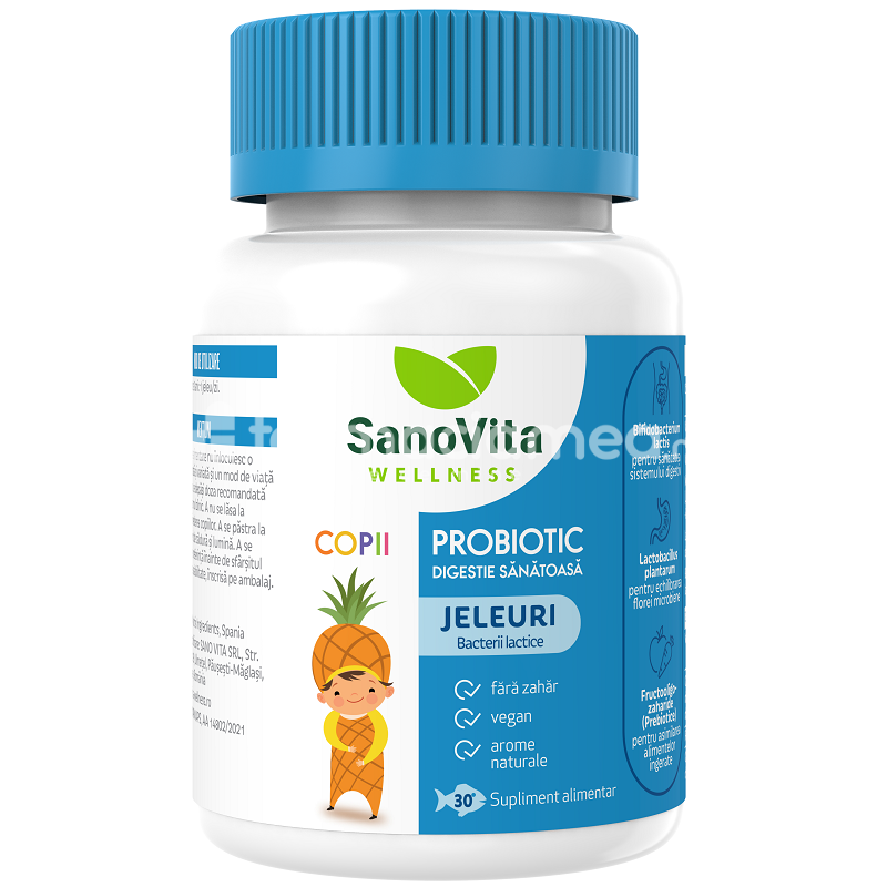 Suplimente alimentare copii - SANOVITA Wellness probiotic copii jeleuri x 30buc, farmaciamea.ro