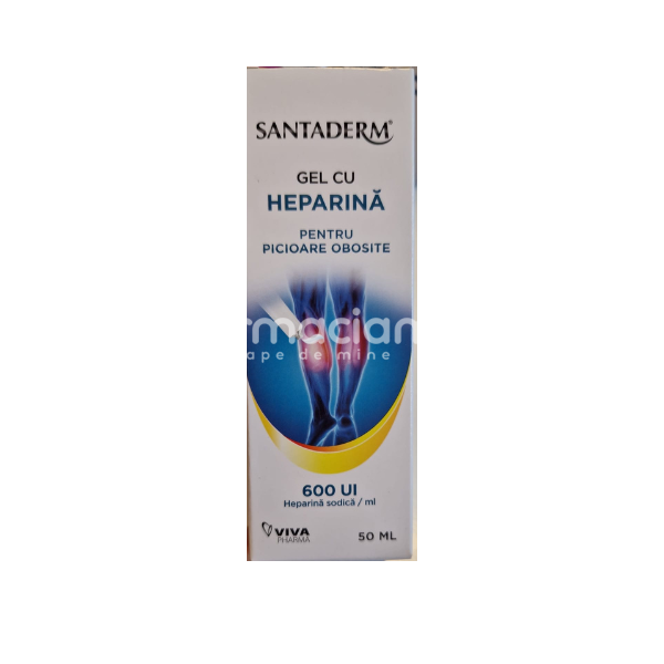 Varice și picioare grele - Santaderm Gel cu heparina 600UI, 50 ml, Viva Pharma, farmaciamea.ro