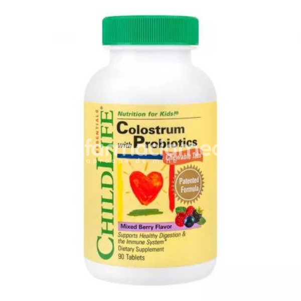 Probiotice - Colostrum cu Probiotice ChildLife, 90 comprimate Secom , farmaciamea.ro