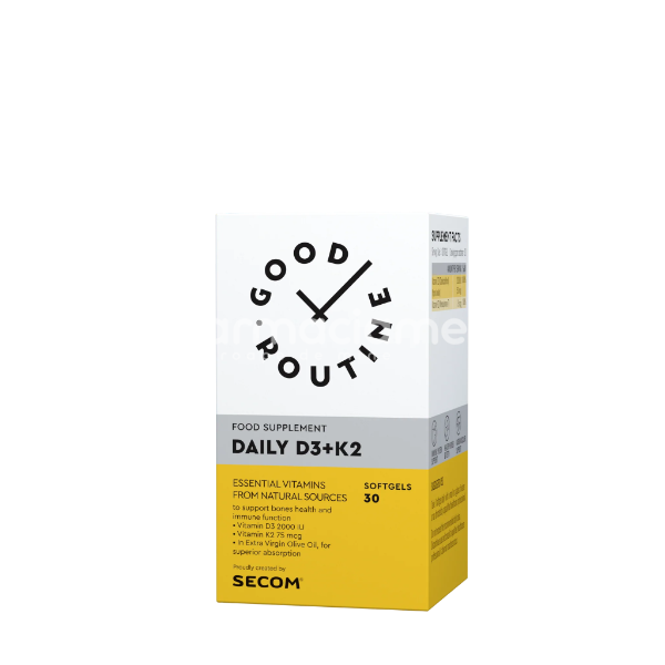 Imunitate - Good Routine Daily D3+K2, 30cps, Secom, farmaciamea.ro