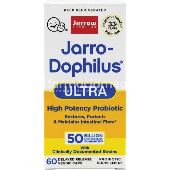 Probiotice - Jarro-Dophilus Ultra, probiotic, ofera suport in refacerea si mentinerea bunei functionari a florei microbiene, 60 capsule vegetale, Secom, farmaciamea.ro