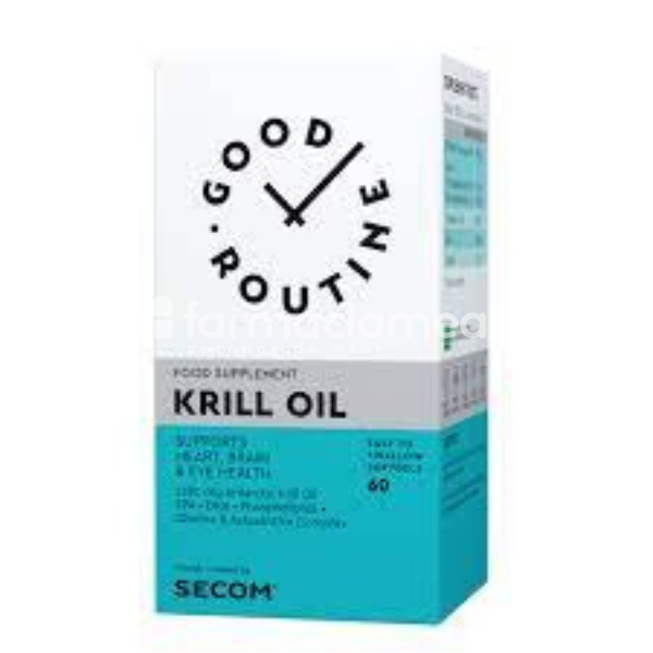 Sănătatea pielii - Good Routine Krill oil, recomandat pentru protectia sistemului imunitar si respirator, 60 capsule, Secom, farmaciamea.ro