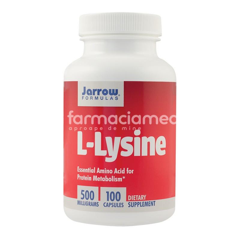 Minerale și vitamine - L-Lysine, cu rol in sustinerea cresterii, dezvoltarii, regenerarii si refacerii tesuturilor, 100 capsule, Secom, farmaciamea.ro