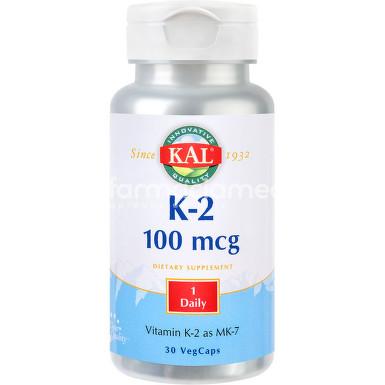 Minerale și vitamine - Vitamin K-2 100mcg, mentine sanatatea sistemului osos, confera elasticitate vaselor de sange, 30 capsule, Secom, farmaciamea.ro