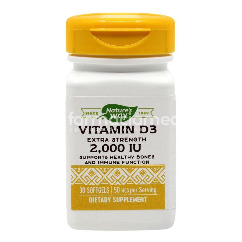 Minerale și vitamine - Vitamina D3 2000UI, 30 capsule, Secom, farmaciamea.ro