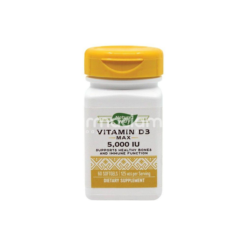 Minerale și vitamine - Vitamina D3 5000UI, 60 capsule moi, Secom, farmaciamea.ro