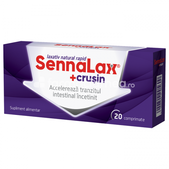 Laxative - SennaLax Plus Crusin, constipatie, actiune laxativa, regleaza tranzitul, amelioreaza balonearea si flatulenta, 20 de comprimate, Biofarm, farmaciamea.ro