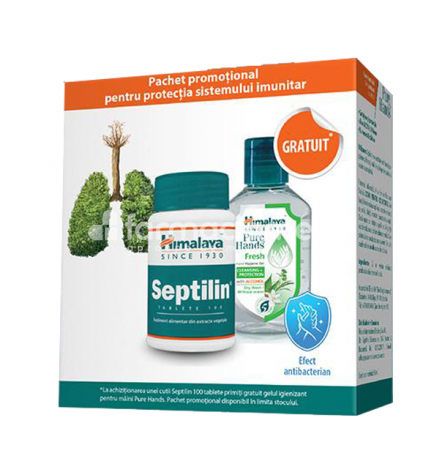 Suplimente naturiste - Septilin Pachet 100 tablete + Pure hands gel igienizant pentru maini, 50 ml gratuit, farmaciamea.ro