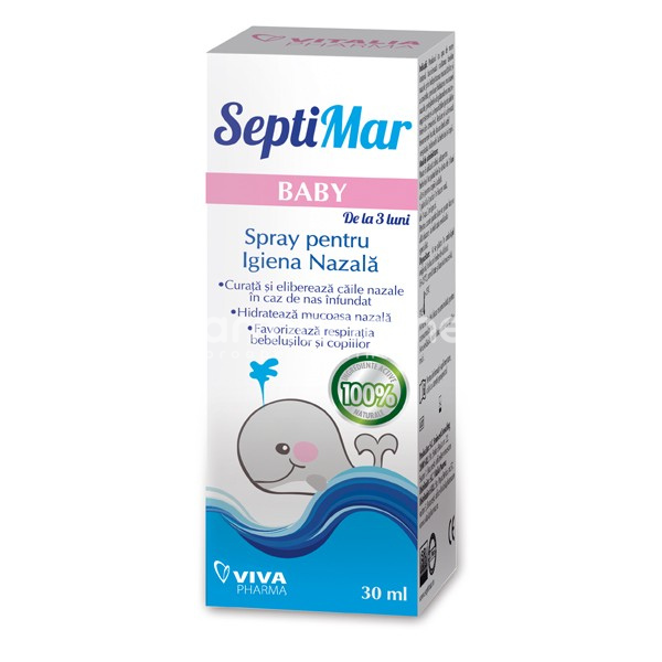 Decongestionant nazal - Septimar baby spray apa mare izotona, 30ml, Viva Pharma, farmaciamea.ro