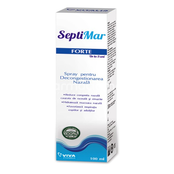 Decongestionant nazal - Septimar forte spray apa mare hipertonica, 100ml, Viva Pharma, farmaciamea.ro