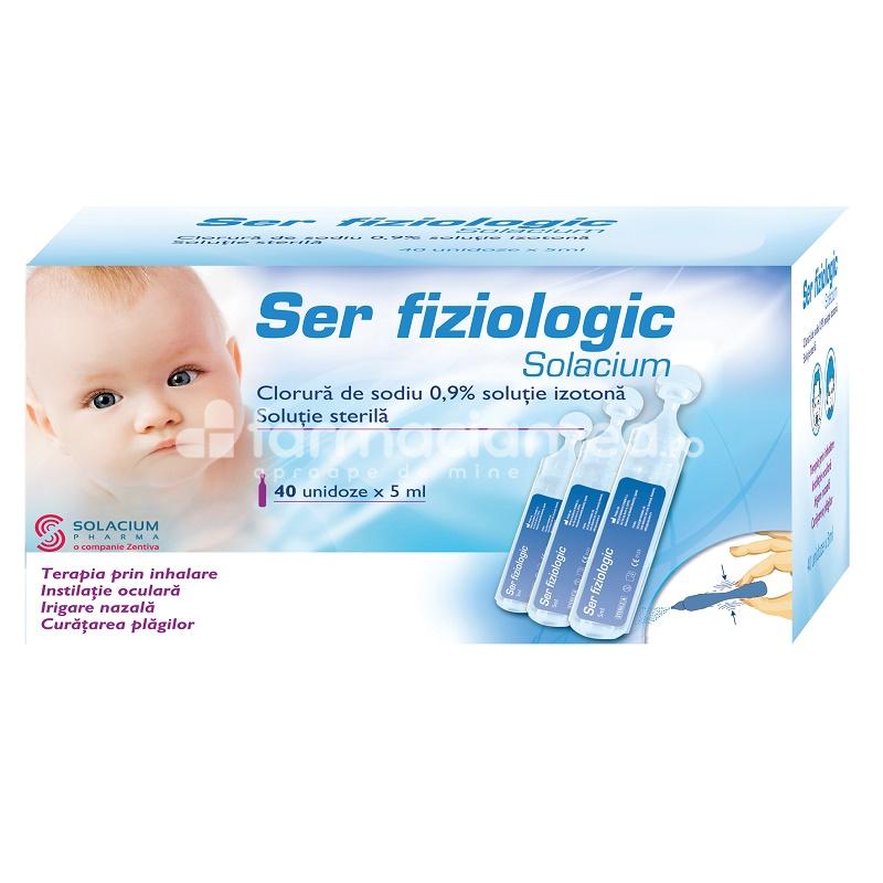 Gripă/răceală mami și bebe - Ser fiziologic, 40 doze, 5 ml, Solacium Pharma, farmaciamea.ro