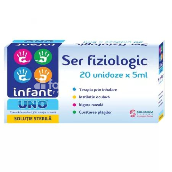 Gripă/răceală mami și bebe - Ser fiziologic Infant Uno, 20 monodoze, Solacium Pharma, farmaciamea.ro
