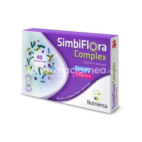Probiotice - SimbiFlora Complex, probiotic, mentine echilibrul florei intestinale, 10 capsule, Antibiotice, farmaciamea.ro