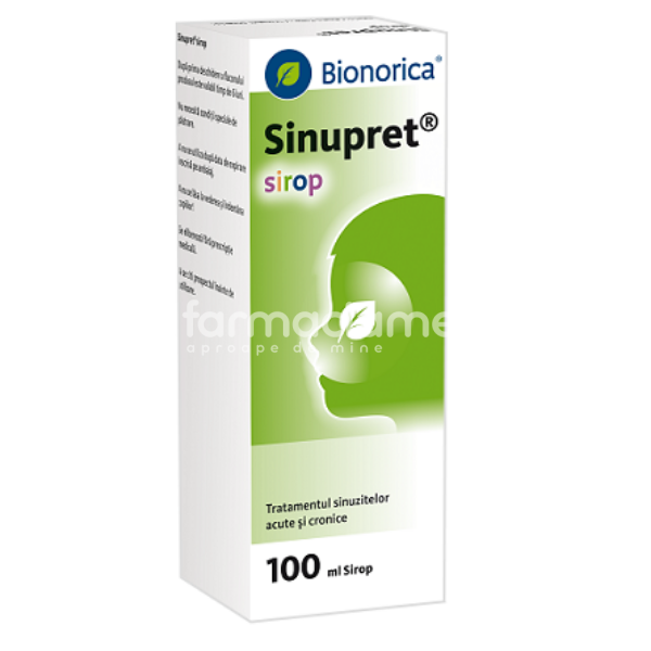 Sinusuri - Sinupret sirop, sinuzita, efect antiinflamator, antibacterian, efect mucolitic, de la 2 ani, 100ml, Bionorica, farmaciamea.ro