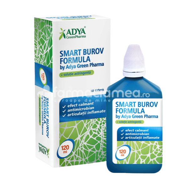 Afecțiuni ale pielii - Smart Burov Formula Solutie Astringenta, 120ml Adya Green Pharma, farmaciamea.ro
