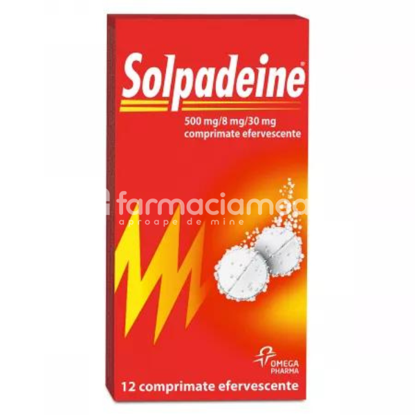 Durere OTC - Solpadeine 500mg/8mg/30mg, 12 comprimate efervescente Perrigo, farmaciamea.ro