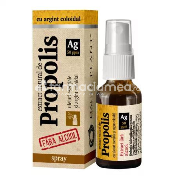 Sănătatea aparatului respirator - 
Spray cu extract natural de propolis cu argint coloidal, 20 ml, Dacia Plant, farmaciamea.ro