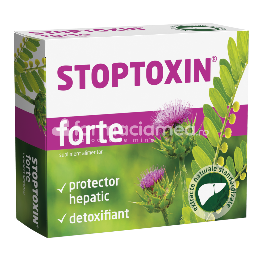 Terapie biliară și hepatică - Stoptoxin forte, protectie hepatica, sprijina functionarea ficatului, 30 capsule, Fiterman Pharma, farmaciamea.ro
