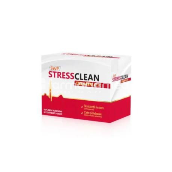 Stres și epuizare - Stressclean complex, 60 de comprimate, Sun Wave Pharma, farmaciamea.ro