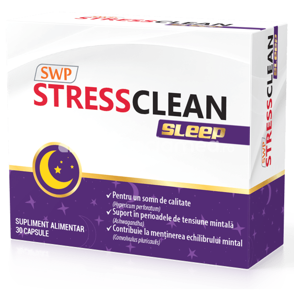 Calmare și somn liniștit - Stressclean Sleep, 30 capsule, Sun Wave Pharma, farmaciamea.ro