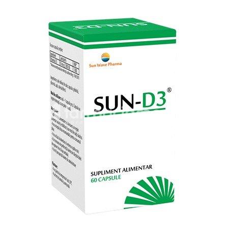 Minerale și vitamine - Sun D3, vitamina D3, 60 capsule, Sun Wave Pharma, farmaciamea.ro