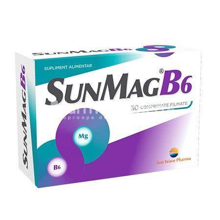 Minerale și vitamine - SunMag B6, 30 comprimate filmate, Sun Wave Pharma, farmaciamea.ro