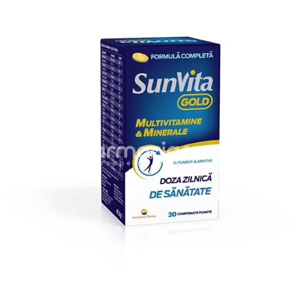 Minerale și vitamine - Sunvita gold, 30 comprimate filmate, Sun Wave, farmaciamea.ro