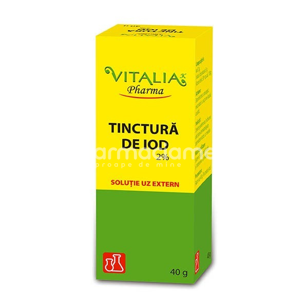 Consumabile medicale - Tinctura de Iod 2%, flacon 40g Vitalia Pharma, farmaciamea.ro