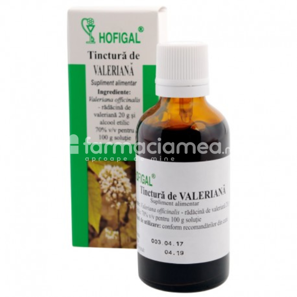 Suplimente naturiste - Tinctura de Valeriana, 50ml Hofigal, farmaciamea.ro