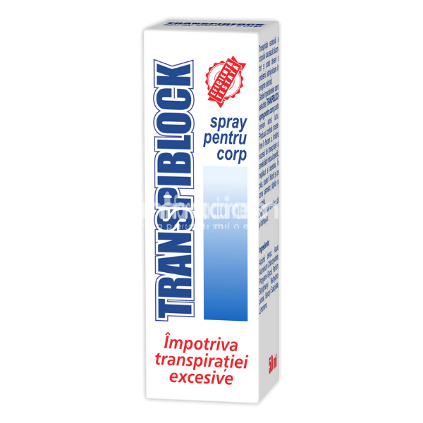 Deodorante şi antiperspirante - Transpiblock spray pentru corp, 50 ml, Zdrovit, farmaciamea.ro