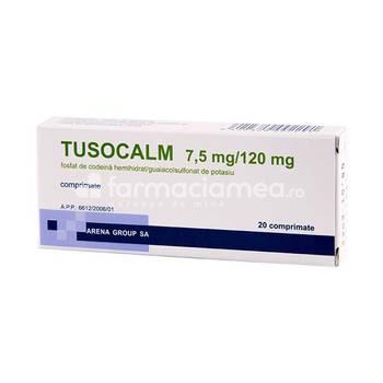 Tuse ambele forme OTC - Tusocalm 7,5 mg /120 mg 20 comprimate, Arena, farmaciamea.ro