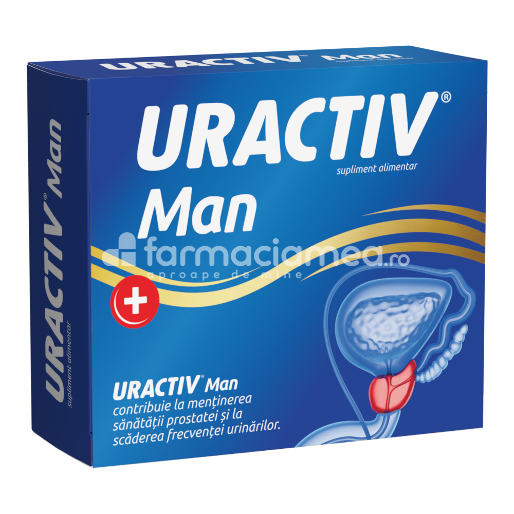 Prostată - Uractiv Man, extract din scoarta de pin maritim, seleniu si licopen, prostata, mentine sanatatea prostatei, a aparatului reproducator masculin si imbunatateste calitatea vietii sexuale, 30 de capsule, Fiterman Pharma, farmaciamea.ro