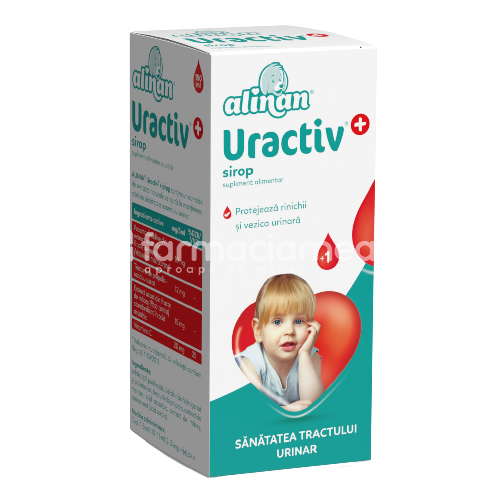 Suplimente alimentare copii - Alinan Uractiv + sirop, 150 ml, Fiterman Pharma, farmaciamea.ro