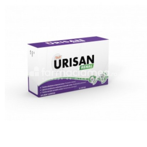 Infecții urinare - Urisan Renal, 30 comprimate, Sun Wave, farmaciamea.ro